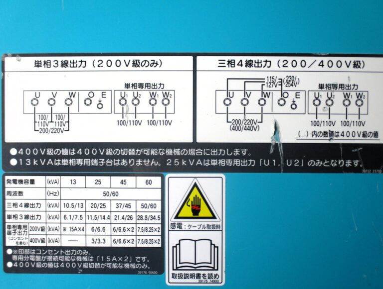 SDG60S-7A6 60KVA 中古発電機 AIRMAN 200⇔400V切替仕様 大容量燃料タンク オイルフェンス一体型