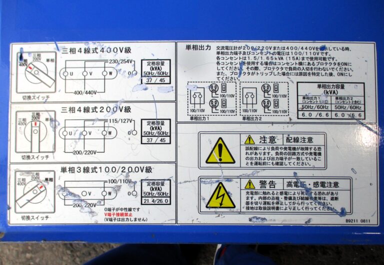 DCA-45LSK　45KVA　中古発電機　デンヨー　ﾜﾝﾀｯﾁ切替方式3電源機